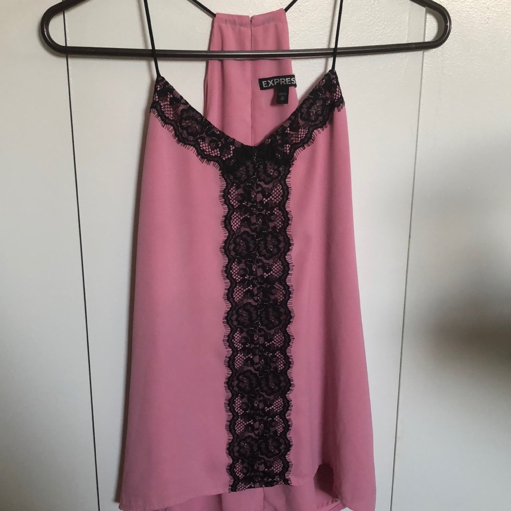 Express Pink and Black Lace Accent Cami - Sz. XS